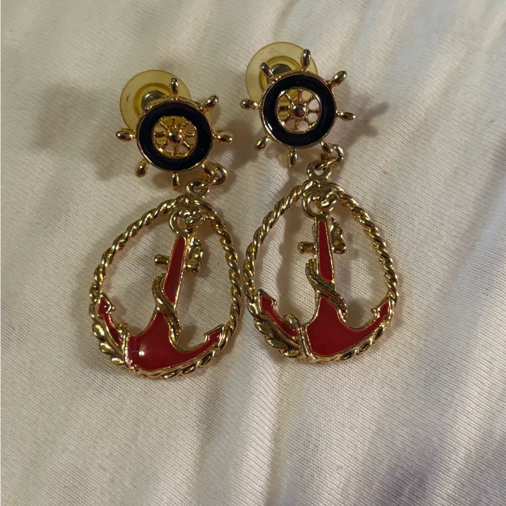 Nautical Anchor Dangle Earrings